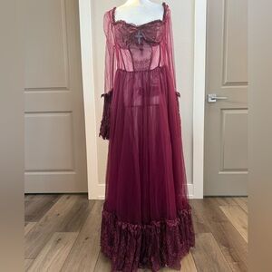 Dolls Kill/ widow Burgundy dance with death Maxi Dress in fair condition.